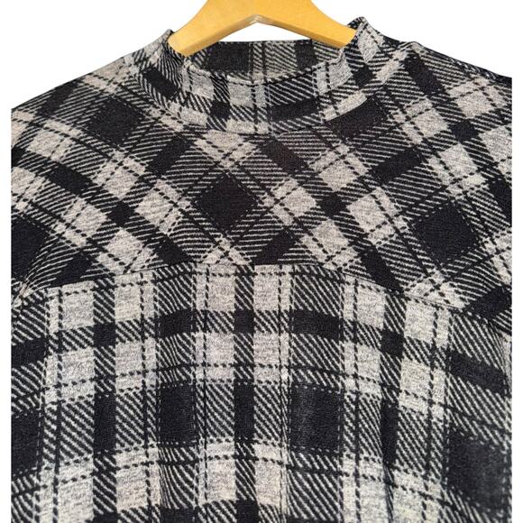 NWT Style & Co Plaid Asymmetrical Hem Mock Neck Blouse Women's 3X Preppy Work - Picture 4 of 6